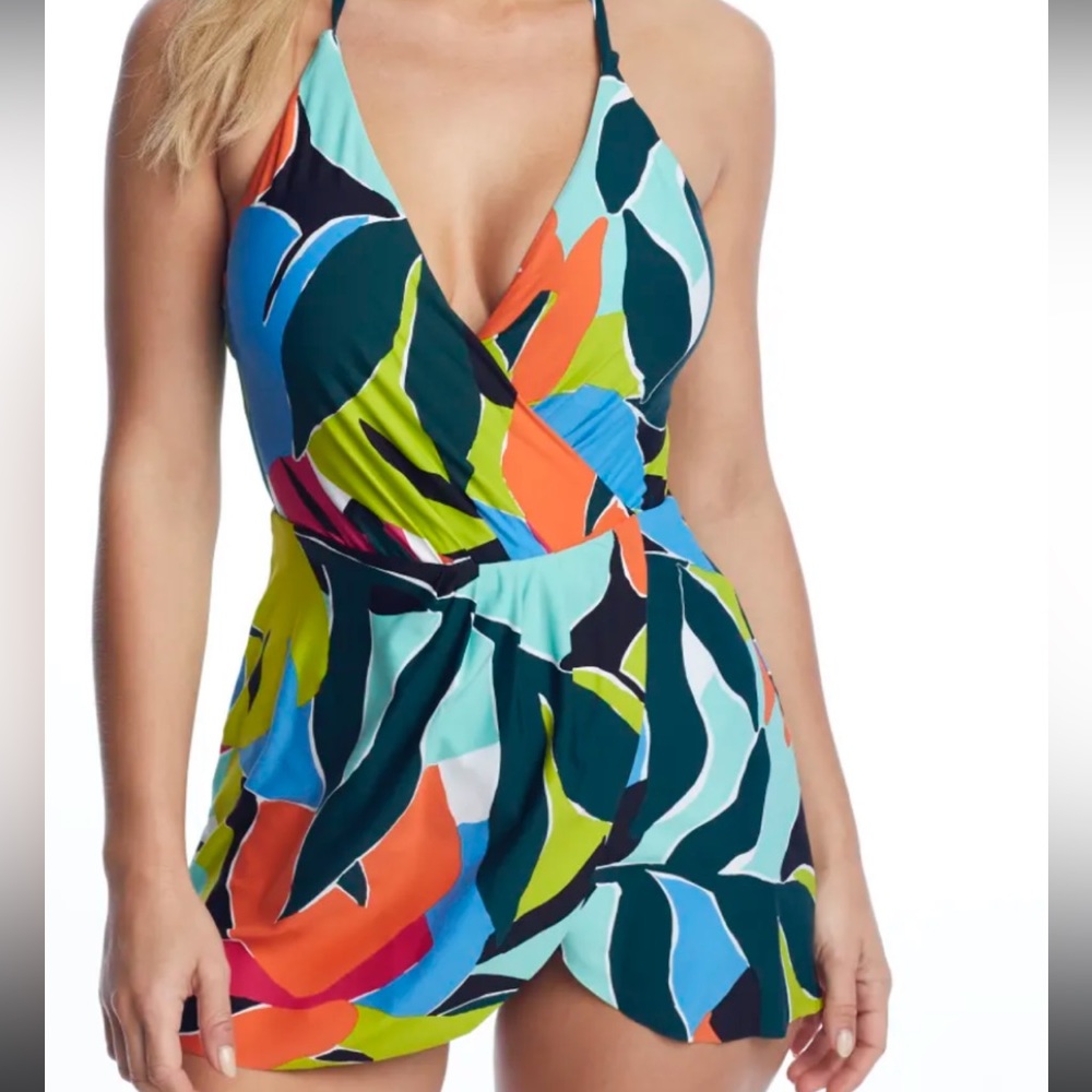 Polynesian Palm Swim Dress NWT